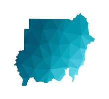 isolated illustration icon with simplified blue silhouette of Sudan map. Polygonal geometric style. White background vector