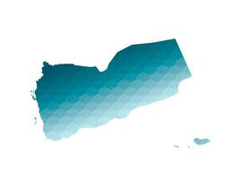 isolated illustration icon with simplified blue silhouette of Yemen map. Polygonal geometric style. White background. vector