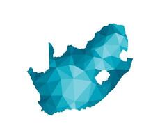 isolated illustration icon with simplified blue silhouette of Republic of South Africa map. Polygonal geometric style, triangular shapes. White background. vector