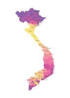 isolated illustration of simplified administrative map of Vietnam. Borders and names of the regions. Multi colored silhouettes. vector