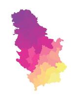 isolated illustration of simplified administrative map of Serbia. Borders of the districts. Multi colored silhouettes. vector