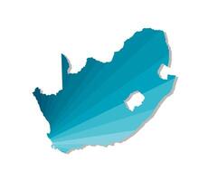 isolated illustration icon with simplified blue silhouette of Republic of South Africa map. Polygonal geometric style, triangular shapes. White background. vector