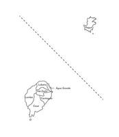 isolated illustration of simplified administrative map of Sao Tome and Principe. Borders and names of the districts, regions. Black line silhouettes vector