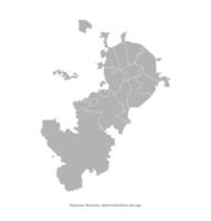 isolated illustration with simplified grey shape of Moscow map, Russian capital. Administrative diviion with okrugs. White background vector