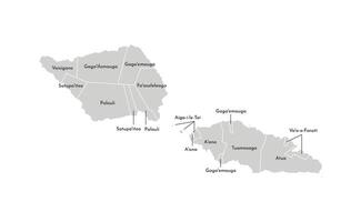 isolated illustration of simplified administrative map of Samoa. Borders and names of the districts, regions. Grey silhouettes. White outline vector