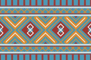 Ikat Fabric Paisley Embroidery Background. Ikat Frame Geometric Ethnic Oriental Pattern traditional.aztec Style Abstract illustration.design for Texture,fabric,clothing,wrapping,sarong. vector
