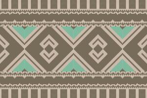 Ikat Seamless Pattern Embroidery Background. Ikat Seamless Geometric Ethnic Oriental Pattern Traditional. Ikat Aztec Style Abstract Design for Print Texture,fabric,saree,sari,carpet. vector