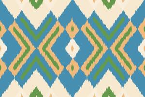 Ikat Fabric Paisley Embroidery Background. Ikat Seamless Pattern Geometric Ethnic Oriental Pattern traditional.aztec Style Abstract design for Texture,fabric,clothing,wrapping,sarong. vector