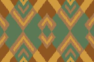 Ikat Fabric Paisley Embroidery Background. Ikat Triangle Geometric Ethnic Oriental Pattern traditional.aztec Style Abstract illustration.design for Texture,fabric,clothing,wrapping,sarong. vector