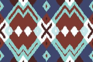 Ikat Damask Embroidery Background. Ikat Aztec Geometric Ethnic Oriental Pattern traditional.aztec Style Abstract illustration.design for Texture,fabric,clothing,wrapping,sarong. vector