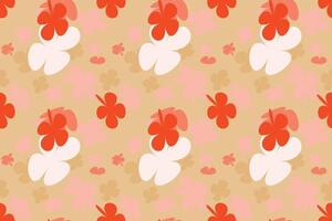 Flowers Seamless Pattern Design for Fabric Vintage 70s Style Flower Background Illustration. Colorful Pastel Color Groovy Artwork Bundle, Y2k Nature Backgrounds With Spring Plants. vector