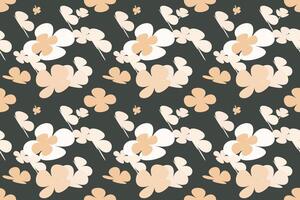 Beautiful Flowers Pattern Background Vintage 70s Style Flower Background Illustration. Colorful Pastel Color Groovy Artwork Bundle, Y2k Nature Backgrounds With Spring Plants. vector