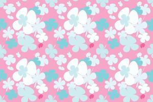 Seamless Floral Pattern With Hand Drawn Vintage 70s Style Flower Background Illustration. Colorful Pastel Color Groovy Artwork Bundle, Y2k Nature Backgrounds With Spring Plants. vector