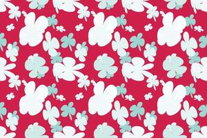 Seamless Flower Pattern Vintage 70s Style Flower Background Illustration. Colorful Pastel Color Groovy Artwork Bundle, Y2k Nature Backgrounds With Spring Plants. vector