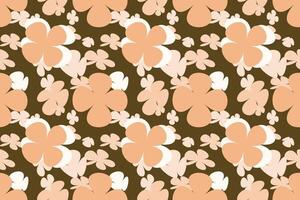 Simple Flowers Pattern Seamless Vintage 70s Style Flower Background Illustration. Colorful Pastel Color Groovy Artwork Bundle, Y2k Nature Backgrounds With Spring Plants. vector
