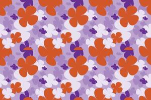 Blooming Flower Pattern Vintage 70s Style Flower Background Illustration. Colorful Pastel Color Groovy Artwork Bundle, Y2k Nature Backgrounds With Spring Plants. vector