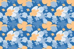 Flower Seamless Pattern on Muster Background Vintage 70s Style Flower Background Illustration. Colorful Pastel Color Groovy Artwork Bundle, Y2k Nature Backgrounds With Spring Plants. vector