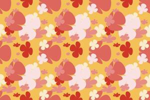 Seamless Floral Pattern With Hand Drawn Vintage 70s Style Flower Background Illustration. Colorful Pastel Color Groovy Artwork Bundle, Y2k Nature Backgrounds With Spring Plants. vector