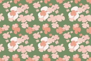 Pattern With Simple Pretty Small Flowers, Vintage 70s Style Flower Background Illustration. Colorful Pastel Color Groovy Artwork Bundle, Y2k Nature Backgrounds With Spring Plants. vector