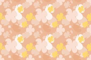 Cute Floral Pattern in the Small Flower. Vintage 70s Style Flower Background Illustration. Colorful Pastel Color Groovy Artwork Bundle, Y2k Nature Backgrounds With Spring Plants. vector