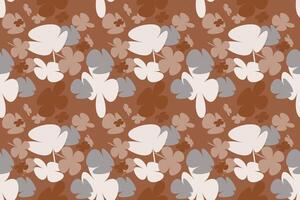 Bouquet Spring Flowers Pattern Vintage 70s Style Flower Background Illustration. Colorful Pastel Color Groovy Artwork Bundle, Y2k Nature Backgrounds With Spring Plants. vector