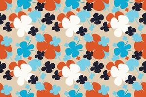 Sweet Flower Seamless Pattern. Vintage 70s Style Flower Background Illustration. Colorful Pastel Color Groovy Artwork Bundle, Y2k Nature Backgrounds With Spring Plants. vector