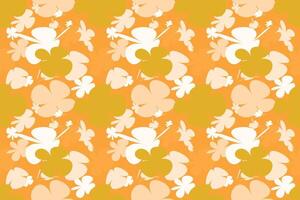 Trendy Floral Seamless Pattern Vintage 70s Style Flower Background Illustration. Colorful Pastel Color Groovy Artwork Bundle, Y2k Nature Backgrounds With Spring Plants. vector