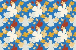 Hand Painted Flower Pattern Vintage 70s Style Flower Background Illustration. Colorful Pastel Color Groovy Artwork Bundle, Y2k Nature Backgrounds With Spring Plants. vector
