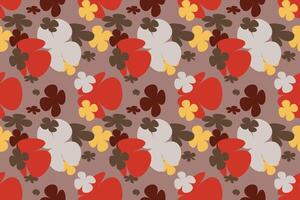 Seamless Floral Pattern With Hand Drawn Vintage 70s Style Flower Background Illustration. Colorful Pastel Color Groovy Artwork Bundle, Y2k Nature Backgrounds With Spring Plants. vector