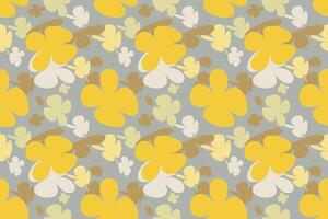 Flowers Seamless Pattern Vintage 70s Style Flower Background Illustration. Colorful Pastel Color Groovy Artwork Bundle, Y2k Nature Backgrounds With Spring Plants. vector
