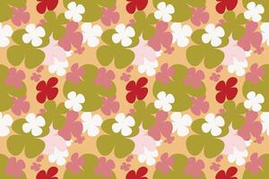 Spring Flower Pattern Vintage 70s Style Flower Background Illustration. Colorful Pastel Color Groovy Artwork Bundle, Y2k Nature Backgrounds With Spring Plants. vector
