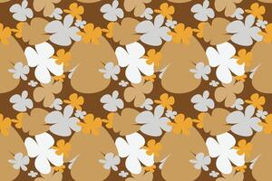 Seamless Floral Pattern With Hand Drawn Vintage 70s Style Flower Background Illustration. Colorful Pastel Color Groovy Artwork Bundle, Y2k Nature Backgrounds With Spring Plants. vector
