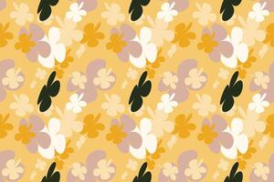 Natural Drawing Flower Seamless Pattern Vintage 70s Style Flower Background Illustration. Colorful Pastel Color Groovy Artwork Bundle, Y2k Nature Backgrounds With Spring Plants. vector