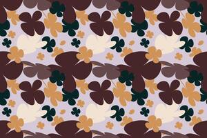 Flowers Seamless Pattern Vintage 70s Style Flower Background Illustration. Colorful Pastel Color Groovy Artwork Bundle, Y2k Nature Backgrounds With Spring Plants. vector