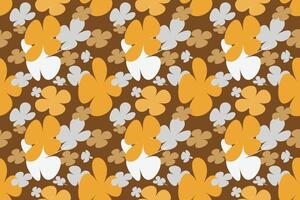 Floral Pattern Background Vintage 70s Style Flower Background Illustration. Colorful Pastel Color Groovy Artwork Bundle, Y2k Nature Backgrounds With Spring Plants. vector