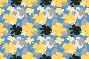 Flower Digital Printed Pattern Vintage 70s Style Flower Background Illustration. Colorful Pastel Color Groovy Artwork Bundle, Y2k Nature Backgrounds With Spring Plants. vector