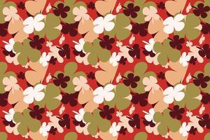 Simple Flowers Pattern Seamless Vintage 70s Style Flower Background Illustration. Colorful Pastel Color Groovy Artwork Bundle, Y2k Nature Backgrounds With Spring Plants. vector