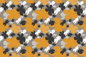 Trendy Floral Seamless Pattern Vintage 70s Style Flower Background Illustration. Colorful Pastel Color Groovy Artwork Bundle, Y2k Nature Backgrounds With Spring Plants. vector