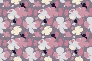 Beautiful Blooming Flower Seamless Pattern Vintage 70s Style Flower Background Illustration. Colorful Pastel Color Groovy Artwork Bundle, Y2k Nature Backgrounds With Spring Plants. vector
