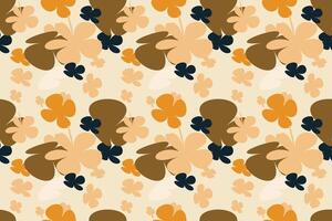 Spring Flower Pattern Vintage 70s Style Flower Background Illustration. Colorful Pastel Color Groovy Artwork Bundle, Y2k Nature Backgrounds With Spring Plants. vector