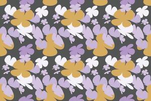 Seamless Flower Pattern Vintage 70s Style Flower Background Illustration. Colorful Pastel Color Groovy Artwork Bundle, Y2k Nature Backgrounds With Spring Plants. vector