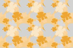 Seamless Floral Pattern With Hand Drawn Vintage 70s Style Flower Background Illustration. Colorful Pastel Color Groovy Artwork Bundle, Y2k Nature Backgrounds With Spring Plants. vector