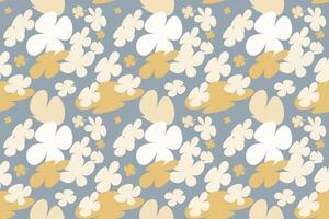 Flower Pattern Texture Vintage 70s Style Flower Background Illustration. Colorful Pastel Color Groovy Artwork Bundle, Y2k Nature Backgrounds With Spring Plants. vector