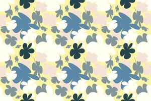 Flower Seamless Pattern on Muster Background Vintage 70s Style Flower Background Illustration. Colorful Pastel Color Groovy Artwork Bundle, Y2k Nature Backgrounds With Spring Plants. vector