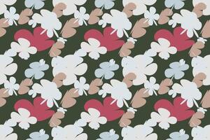Bouquet Spring Flowers Pattern Vintage 70s Style Flower Background Illustration. Colorful Pastel Color Groovy Artwork Bundle, Y2k Nature Backgrounds With Spring Plants. vector