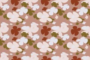 Summer Flower Pattern Elements Vintage 70s Style Flower Background Illustration. Colorful Pastel Color Groovy Artwork Bundle, Y2k Nature Backgrounds With Spring Plants. vector