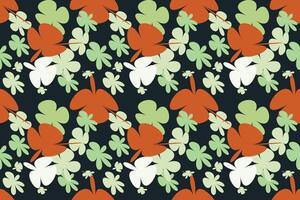 Natural Drawing Flower Seamless Pattern Vintage 70s Style Flower Background Illustration. Colorful Pastel Color Groovy Artwork Bundle, Y2k Nature Backgrounds With Spring Plants. vector