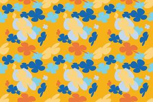 Pattern With Simple Pretty Small Flowers, Vintage 70s Style Flower Background Illustration. Colorful Pastel Color Groovy Artwork Bundle, Y2k Nature Backgrounds With Spring Plants. vector