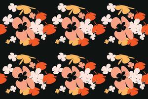 Bouquet Spring Flowers Pattern Vintage 70s Style Flower Background Illustration. Colorful Pastel Color Groovy Artwork Bundle, Y2k Nature Backgrounds With Spring Plants. vector