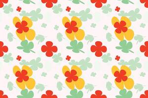 Trendy Floral Seamless Pattern Vintage 70s Style Flower Background Illustration. Colorful Pastel Color Groovy Artwork Bundle, Y2k Nature Backgrounds With Spring Plants. vector